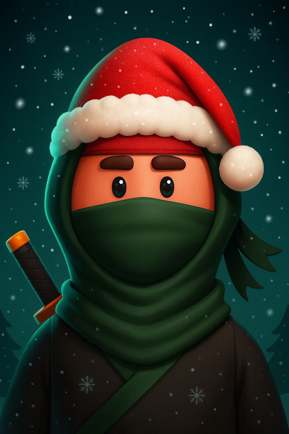 weihnachtsninja mit schnee