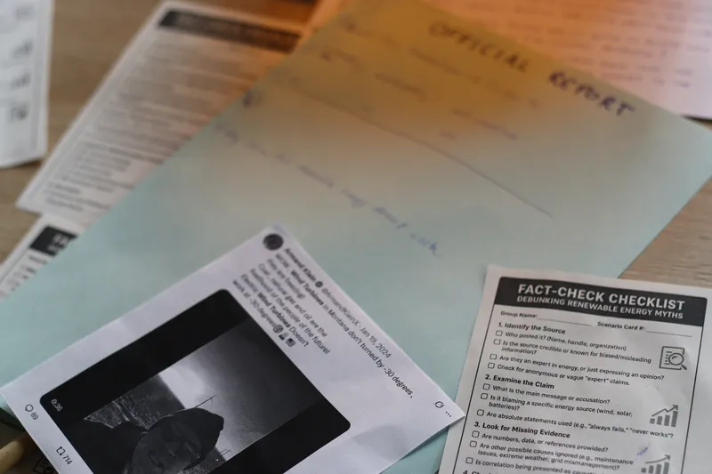 Materialien eines Jugendprojekts zum Thema Klima-Faktencheck.